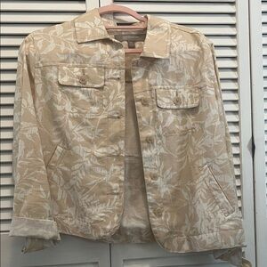 (0454) Women's Beige Leaf Print Jacket